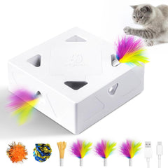 Migipaws MigiBox con plumas aleatorias para ejercicio mental del gato