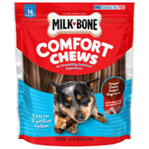 Milk-Bone Comfort Chews en bolsa de 40.8 oz con textura masticable para entretenimiento prolongado.
