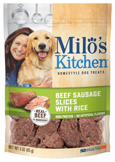 Milo's Kitchen rebanadas de res con arroz, premio sabroso para tu perro.