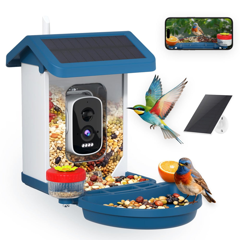 MINIXTEC alimentador de aves con cámara solar 4K para observación continua.