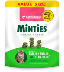 Minties bocado dental para gatos sabor salmón, ideal para higiene dental