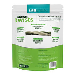 Minties Twists: hueso dental para perro grande, aliento más fresco.