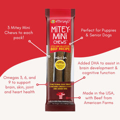 Textura masticable de Mitey Mini Chews mejora la experiencia de juego y entrenamiento.