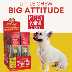 Trozos pequeños de Mitey Mini Chews, perfectos para cachorros en sesiones de refuerzo positivo.