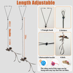 Mitubati Juguete para gato: plumas suaves que atraen al gato y fomentan juego interactivo.