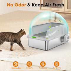 MIXJOY: caja de arena metálica XL sin olores, superficies fáciles de limpiar.