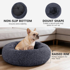 MIXJOY cama con forma de dona, lavable, tejido suave para higiene fácil.