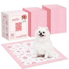 Almohadillas Mizok con diseño cerezo rosa para entrenamiento cómodo del cachorro.