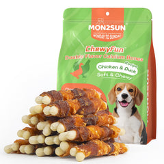 MON2SUN hulesos de calcio doble sabor de 4 pulgadas para perros pequeños.