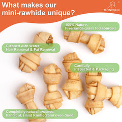 MON2SUN masticables rawhide para cachorros, 2-5 pulgadas, textura adecuada.