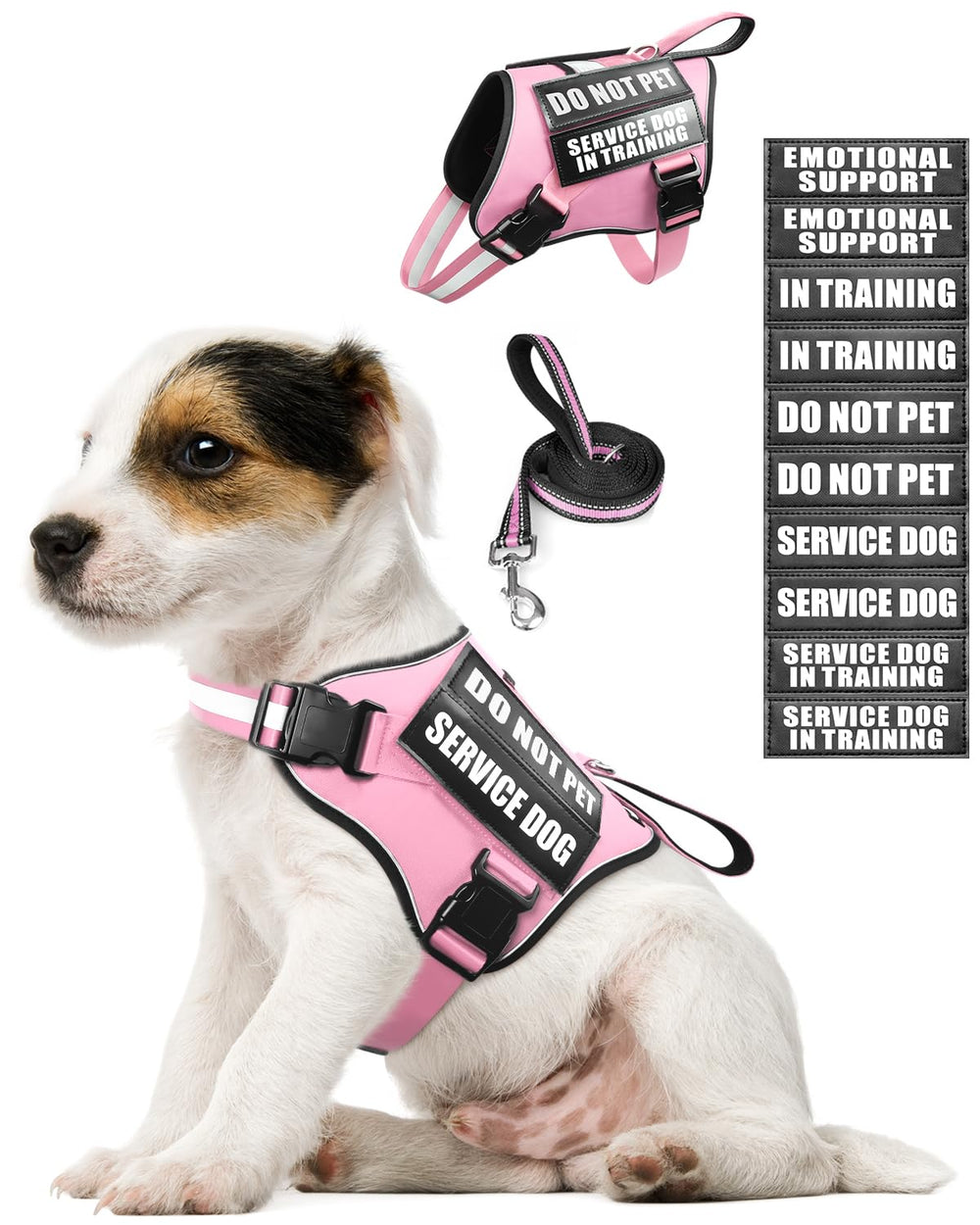 MOOGROU arnés de servicio para perro en color rosa con ajuste cómodo y seguro.