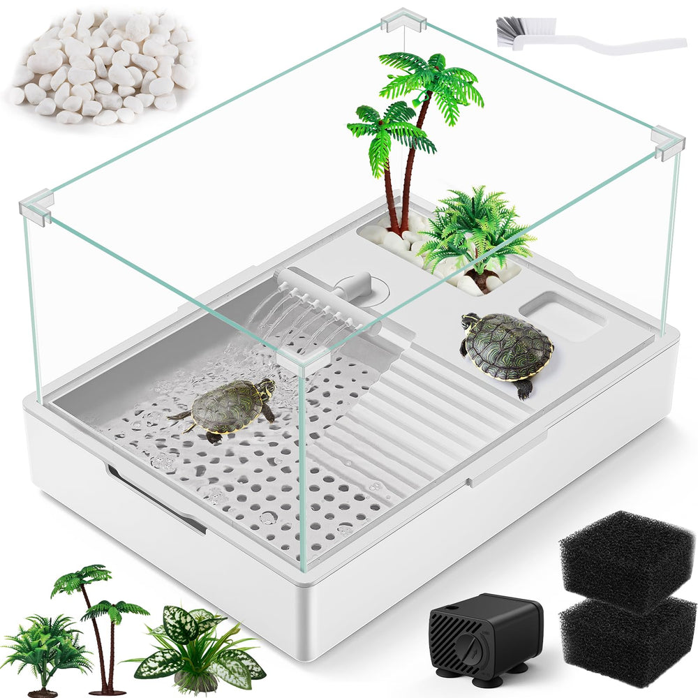 Moonorange tanque acrílico para tortugas, diseño estable para mascotas pequeñas.