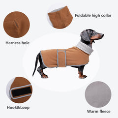 Morezi abrigo dachshund con apertura para arnés, paseos seguros.