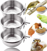 MotBach cuenco de alimentación para aves en acero inoxidable con enganche para jaula