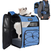 Moysoon Mochila portador perro azul con diseño de senderismo para viajes cómodos.