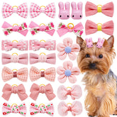 Lazo para pelo Mruq Pet rosa claro, 20 piezas para mascotas pequeñas.