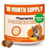 MULTIBITES: bote con 330 bocados de lisina para gatos, posible apoyo inmunológico.