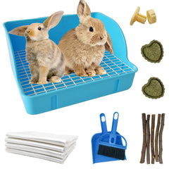 MUYG caja higiénica azul para conejo, ideal para entrenamiento de higiene.