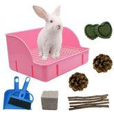 MUYG caja de arena para conejo rosa, entrenamiento cómodo y limpio.
