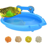 Mygeromon banera para pajaros con diseño hoja azul para baño diario.