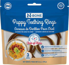 N-Bone Anillos de Dentición para Cachorros, sabor Texas Queso con Carne, masajean encías.