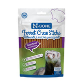 N-Bone Ferret Chew Sticks sabor bacon, mordida sabrosa para higiene dental.
