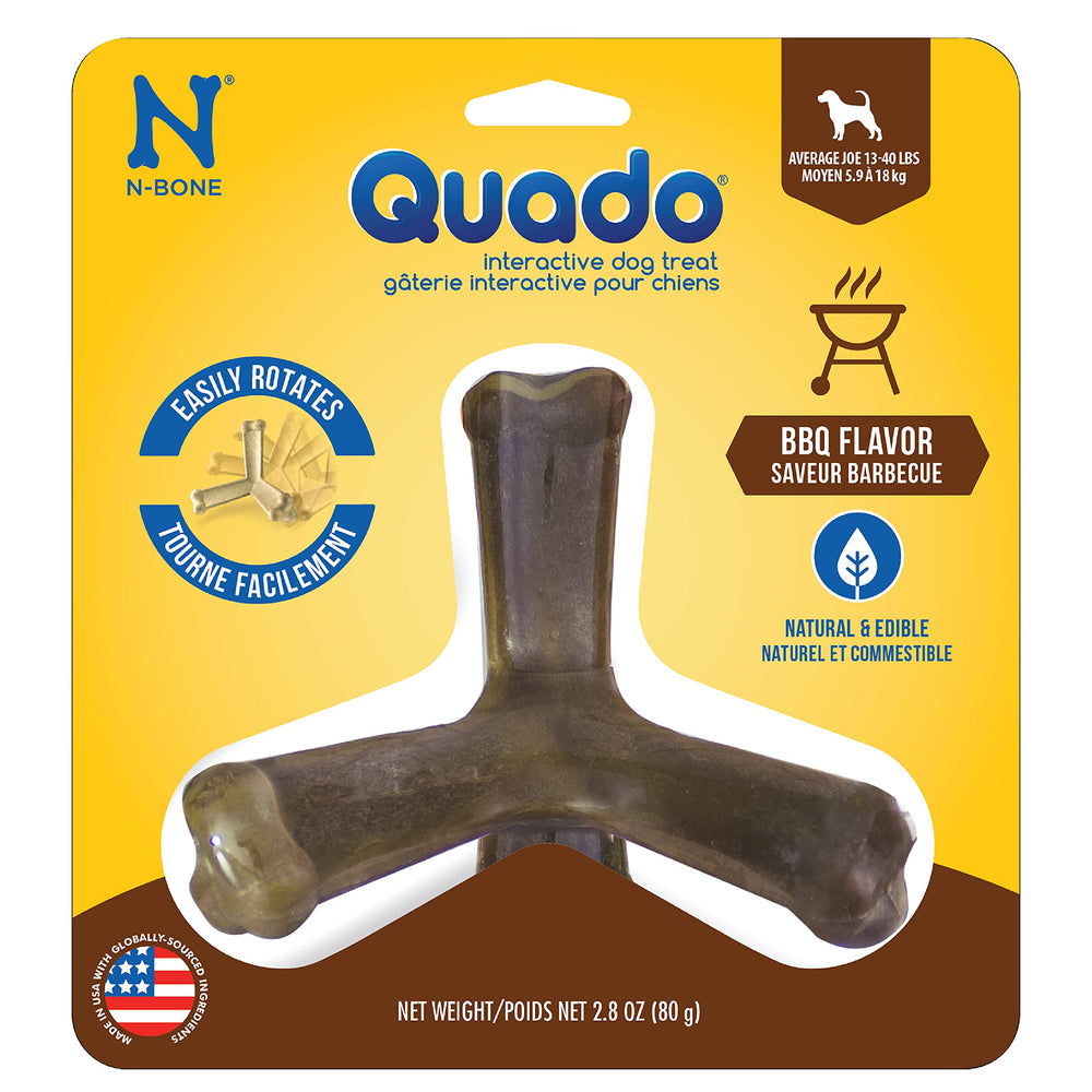 N-Bone Quado interactivo barbacoa: entretenimiento y premio comestible para perros.