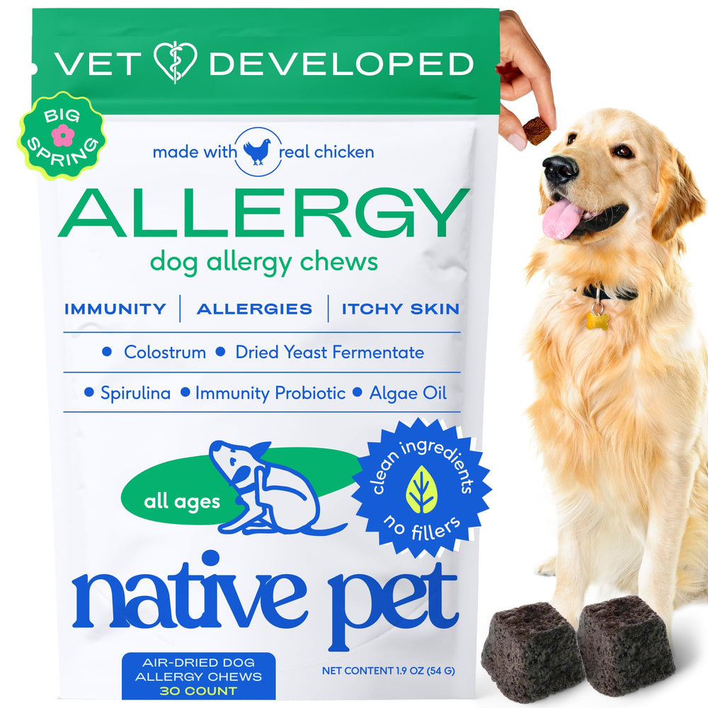 Native Pet: masticables para alergia de perros, alivio estacional y bienestar diario.
