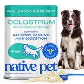 Native Pet Colostrum para perros en botella, apoyo inmunológico diario.