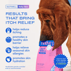 Native Pet GutWell bote-pellets para uso diario y piel hidratada.