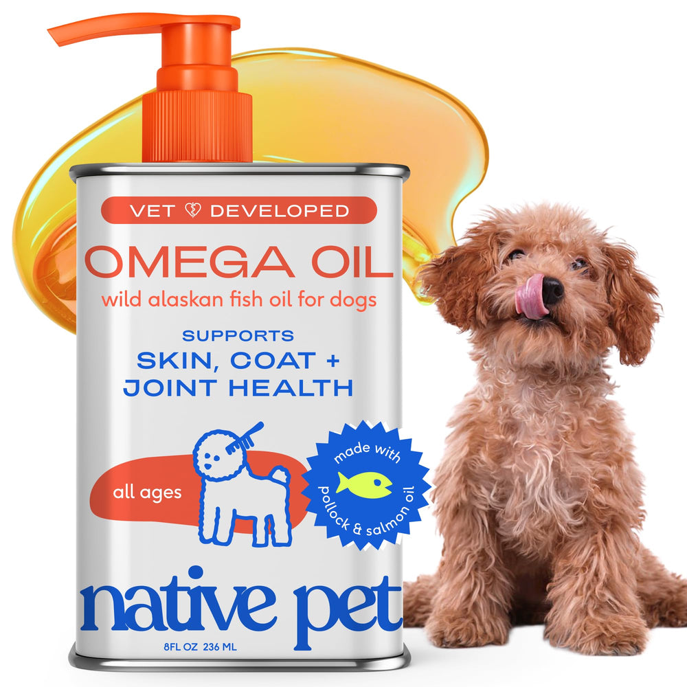 Native Pet Omega-3 Aceite Pescado para perros y gatos mejora piel y pelaje.