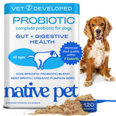 Native Pet Probiotics polvo-digestion para perros, apoyo suave al estómago