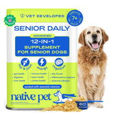 Native Pet Senior vitaminas para perros: frasco para movilidad y vitalidad.