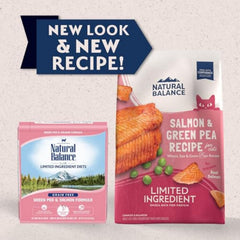 Natural Balance alimento seco con salmón y guisante verde, fibra para digestión.