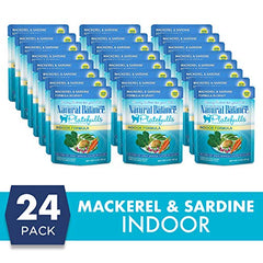 Natural Balance Platefulls Indoor sin granos con salsa sabrosa para gatos.
