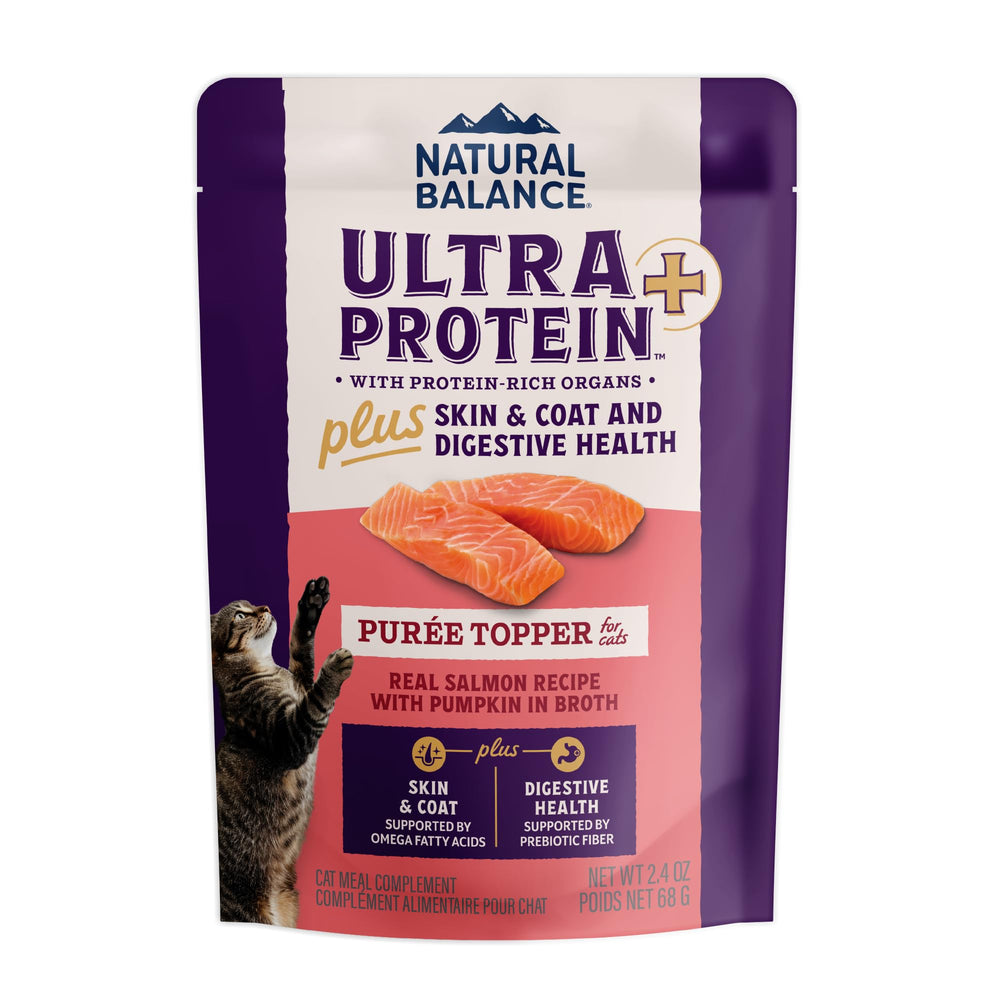 Natural Balance Ultra Protein Plus salmón real con puré de calabaza, sabor premium para gatos exigentes.