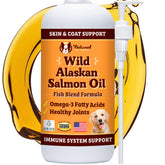 Natural Dog Company botella de aceite de salmón Alaska lista para verter y mezclar