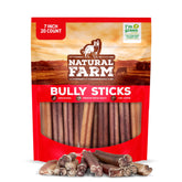 Natural Farm Bully Sticks sin olor, 7 pulgadas, bolsa de 20 unidades para entrenamiento.