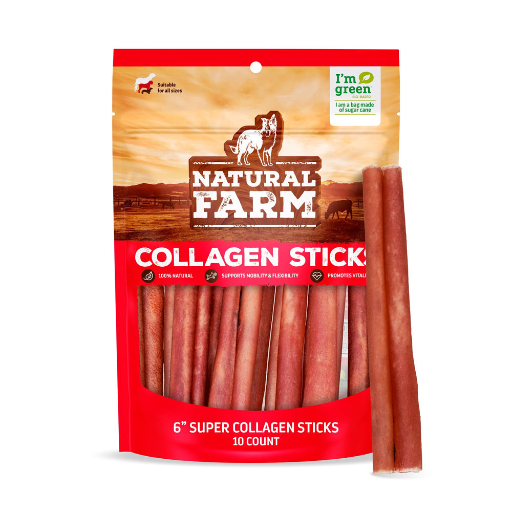 Natural Farm Colágeno sin olor para perros, palitos de 6 pulgadas, limpieza suave dental.