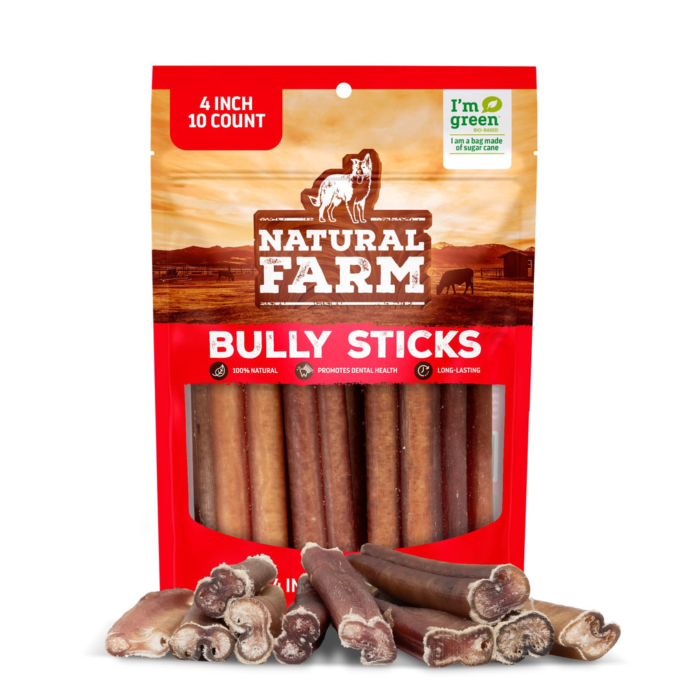 Natural Farm palito bully sin olor 4 pulgadas, ideal para masticar en perros pequeños.