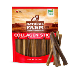 Natural Farm Palitos de Colágeno en caja de 6 pulgadas, ideal para perros pequeños, promueven masticación saludable