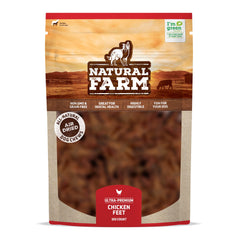 Natural Farm patitas de pollo sin uñas en empaque, opción segura para perros