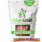 Nature Gnaws palitos bully extra delgados para perros pequeños brindan masticación prolongada.