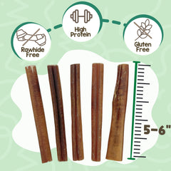 Primer plano de palito bully Nature Gnaws, textura gruesa y robusta.