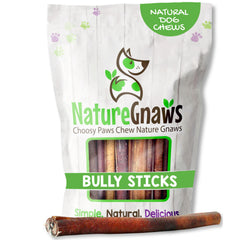 Nature Gnaws Bully para perros, 11-12 pulgadas, ideal para masticadores grandes.