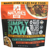 Nature's Diet Simply Raw, envase 3libras, listo para preparar comida fresca en minutos.