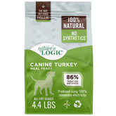 Nature's Logic comida seca para perros con pavo, alta proteína para músculos.