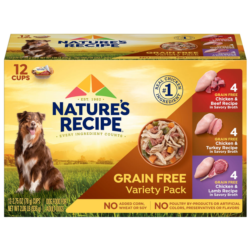 Nature's Recipe variedad sin granos, 24 vasitos, fácil de servir