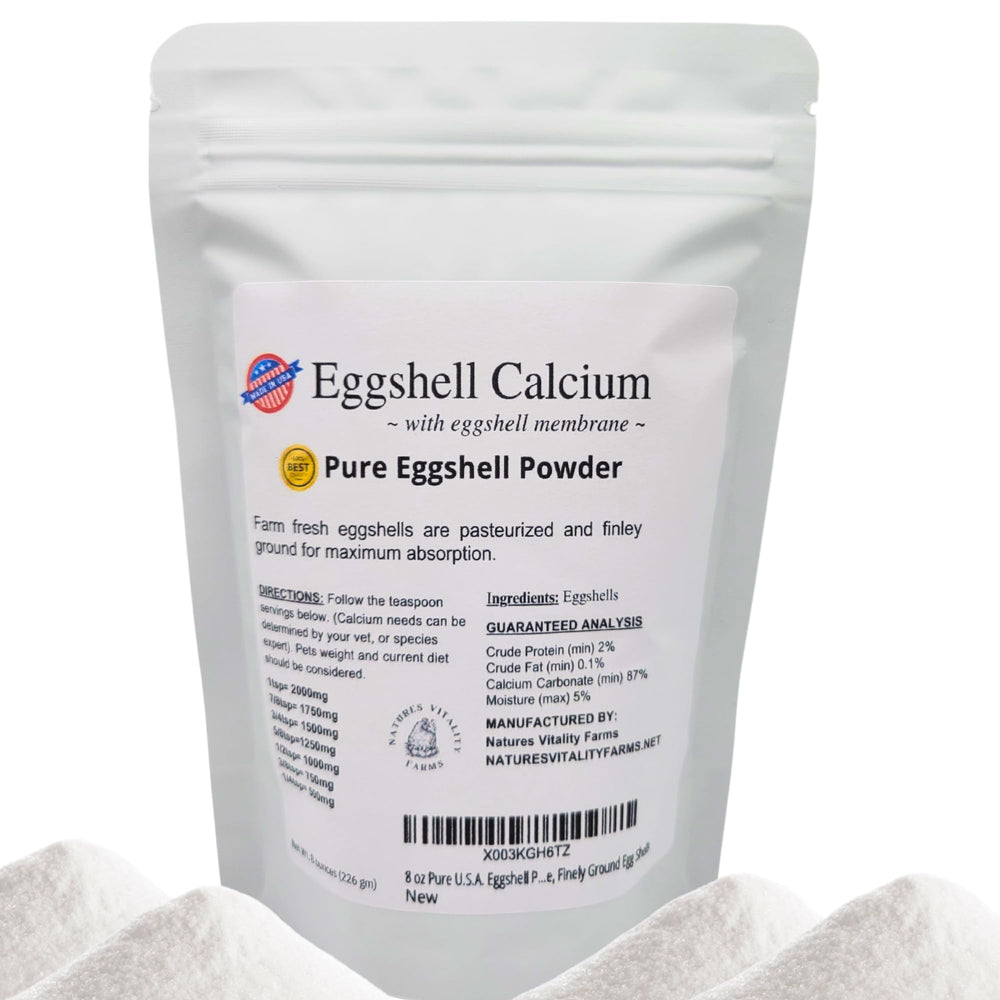 Natures Vitality Farms, polvo-cascara-huevo para perros y gatos, calcio natural.