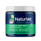 NaturVet enzimas digestivas para perros y gatos en polvo, apoyo a la digestión diaria.